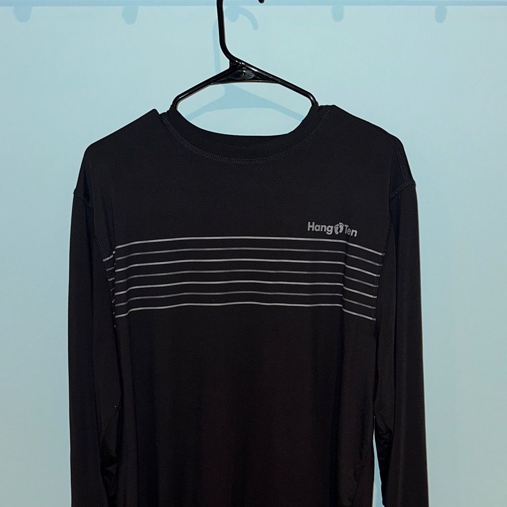 Hang Ten Black Shirt with Gray Stripes